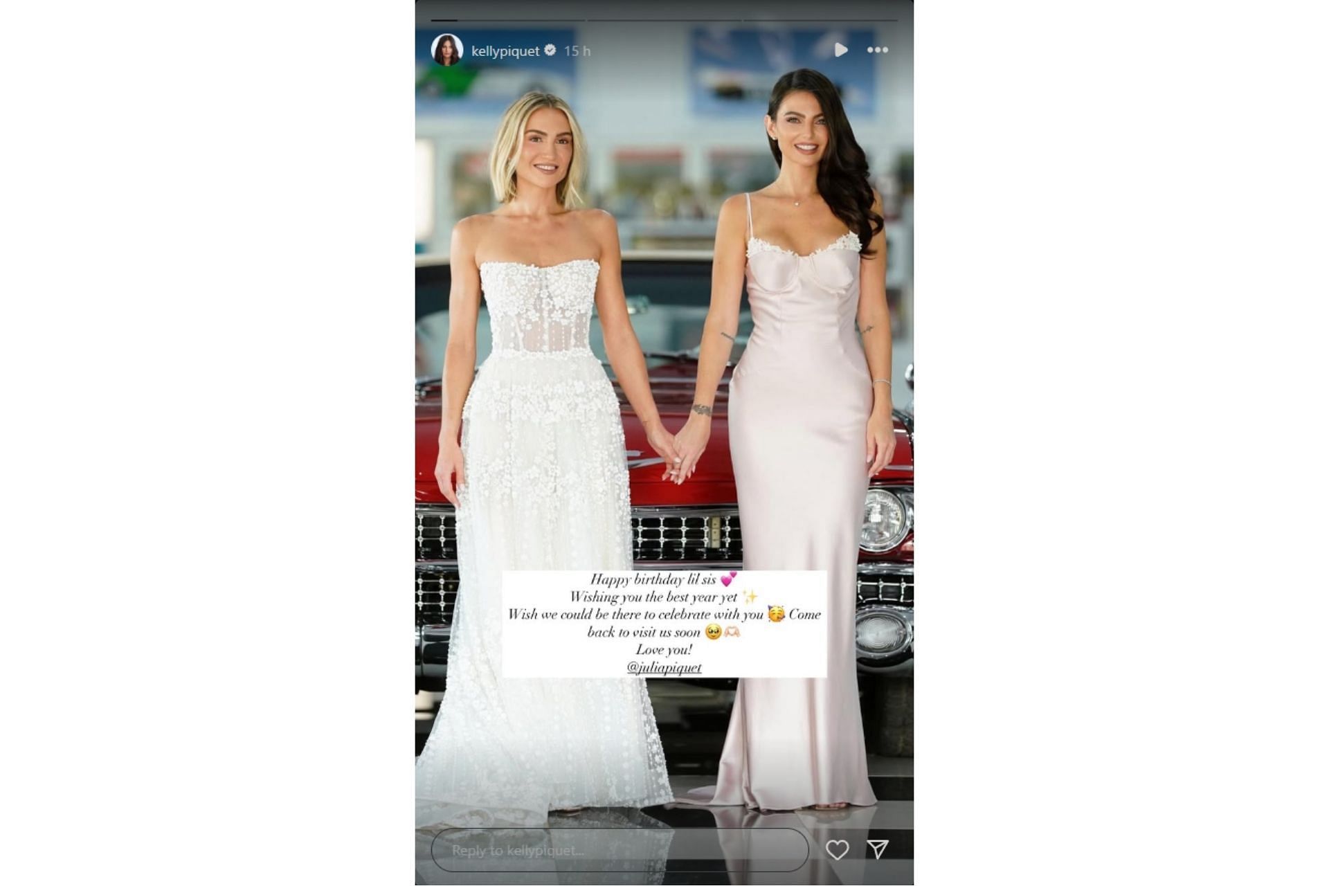 Kelly Piquet wishes her sister Julia Piquet on Instagram (@kellypiquet on Instagram)